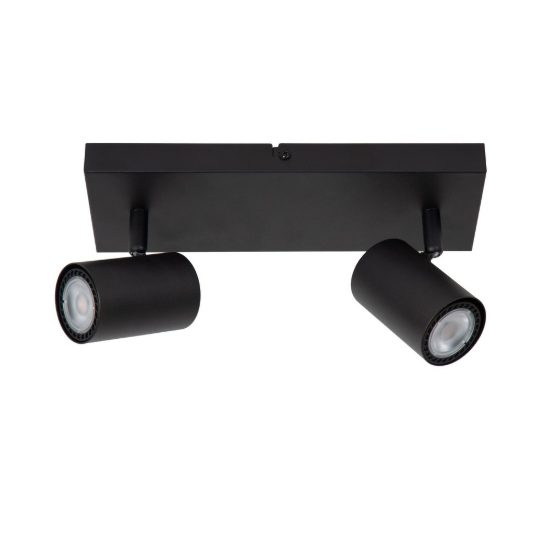 Plafoniera con 2 faretti orientabili moderna a barra nero