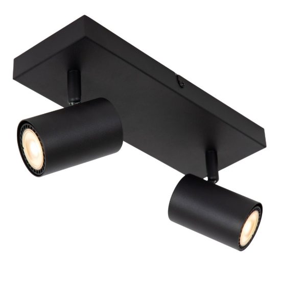 Plafoniera con 2 faretti orientabili moderna a barra nero