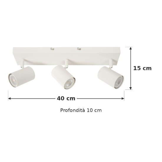 Plafoniera con 3 faretti orientabili moderna bianco