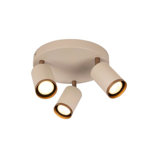 Plafoniera con 3 faretti orientabili moderna rotonda tortora caffe