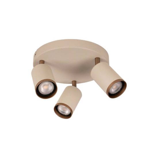Plafoniera con 3 faretti orientabili moderna rotonda tortora caffe
