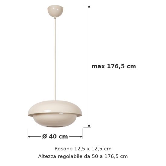 Lampadario a sospensione a disco per cucina moderno crema