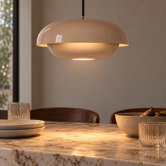 Lampadario a sospensione a disco per cucina moderno tortora