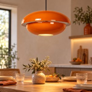 Lampadario a sospensione a disco per cucina moderno arancione