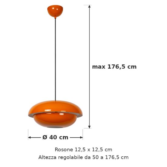 Lampadario a sospensione a disco per cucina moderno arancione