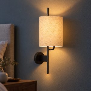 Applique per comodino camera da letto a cilindro moderna nero crema