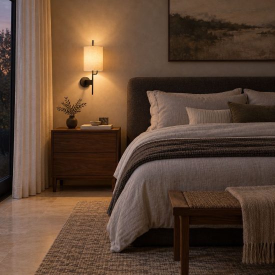 Applique per comodino camera da letto a cilindro moderna nero crema