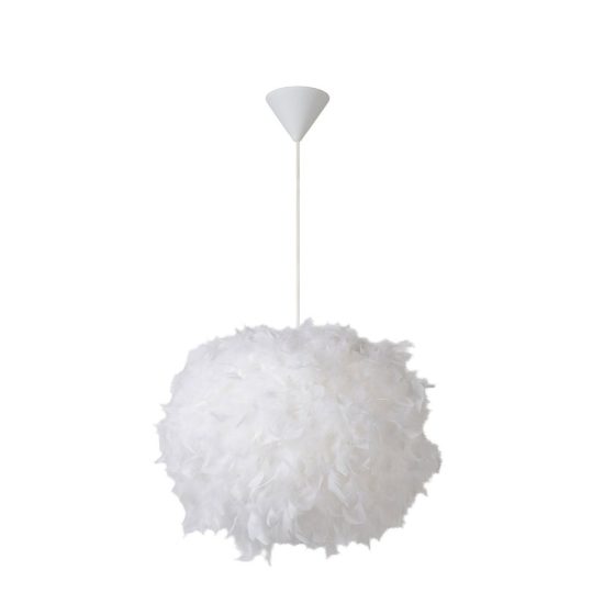 Lampadario a sospensione a sfera per salotto moderno bianco in piume