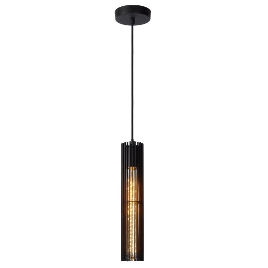 Lampada a sospensione a tubo per sala da pranzo moderna nero