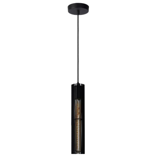 Lampada a sospensione a tubo per sala da pranzo moderna nero