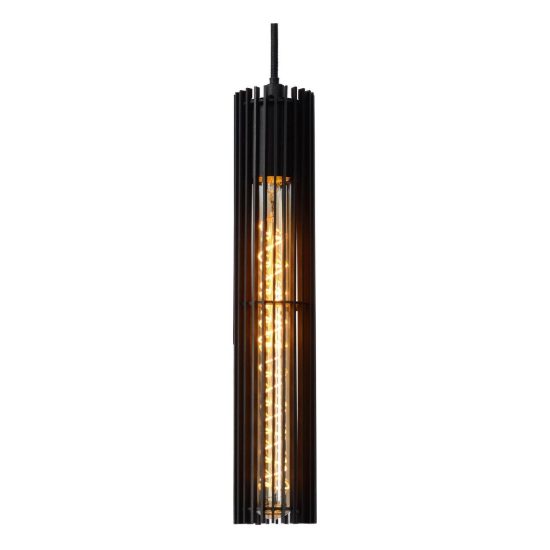 Lampada a sospensione a tubo per sala da pranzo moderna nero