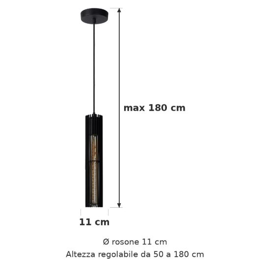 Lampada a sospensione a tubo per sala da pranzo moderna nero