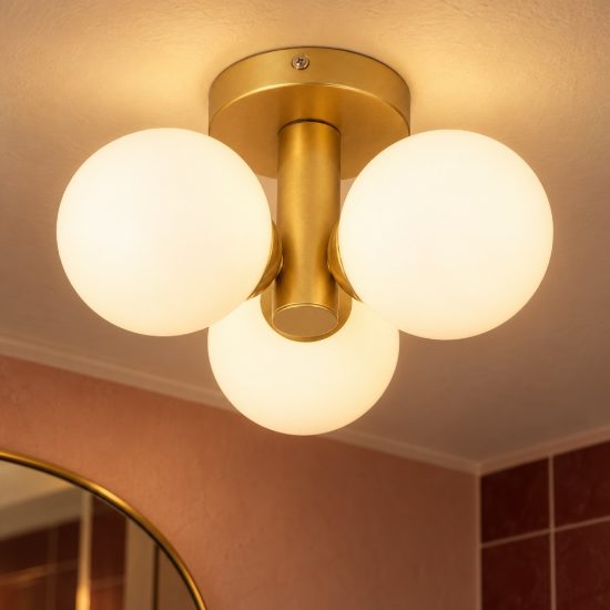 Plafoniera a sfere moderna oro opalino ip44
