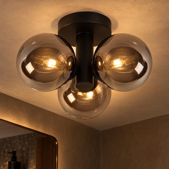 Plafoniera a sfere moderna nero fume ip44