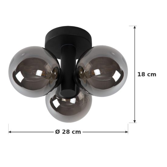 Plafoniera a sfere moderna nero fume ip44