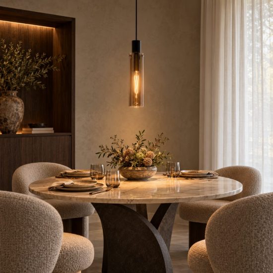 Lampada a sospensione a cilindro per sala da pranzo moderna fume nero