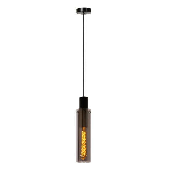 Lampada a sospensione a cilindro per sala da pranzo moderna fume nero