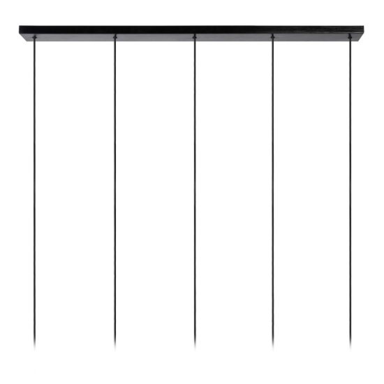 Lampadario a sospensione con 5 pendenti lineare per sala da pranzo moderno fume nero