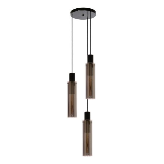 Lampadario a sospensione con 3 pendenti a cascata per sala da pranzo moderno fume nero