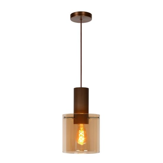 Lampada a sospensione a cilindro per sala da pranzo contemporanea ambra rame