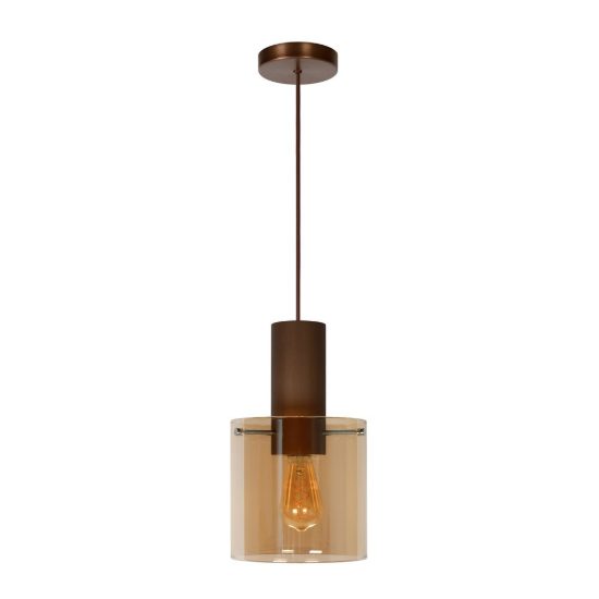 Lampada a sospensione a cilindro per sala da pranzo contemporanea ambra rame