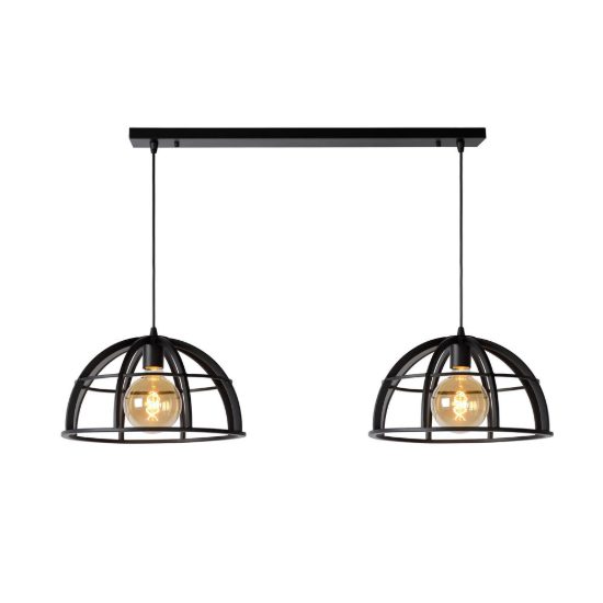 Lampadario a sospensione 2 luci a cupola per cucina moderno nero