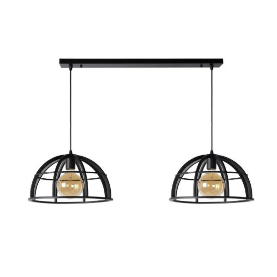Lampadario a sospensione 2 luci a cupola per cucina moderno nero