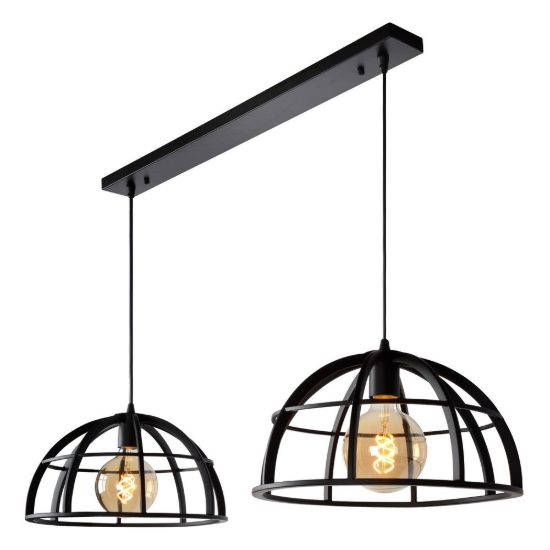 Lampadario a sospensione 2 luci a cupola per cucina moderno nero