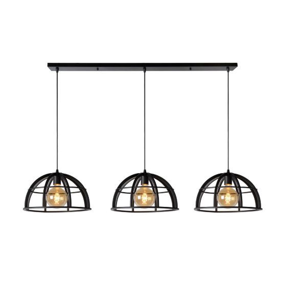 Lampadario a sospensione con 3 pendenti lineare per cucina moderno nero