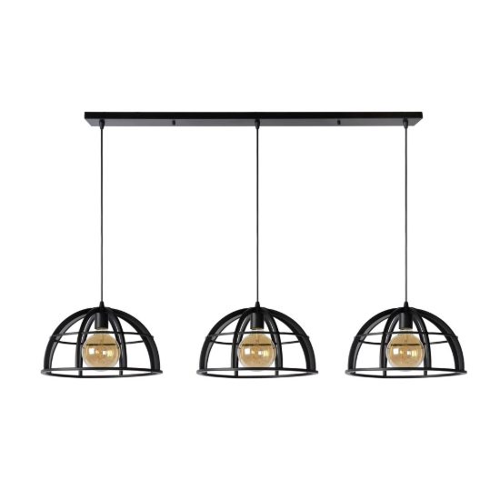 Lampadario a sospensione con 3 pendenti lineare per cucina moderno nero