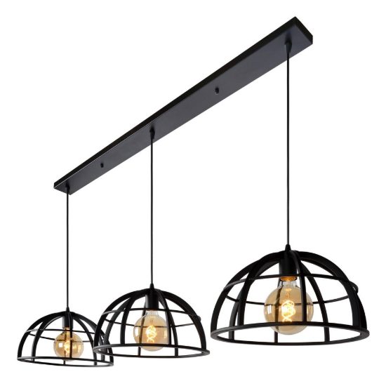 Lampadario a sospensione con 3 pendenti lineare per cucina moderno nero