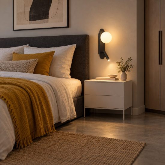 Applique per comodino camera da letto ovale moderna nero opalino led 8,5w 3000k