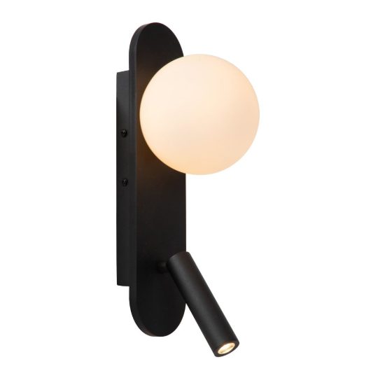 Applique per comodino camera da letto ovale moderna nero opalino led 8,5w 3000k