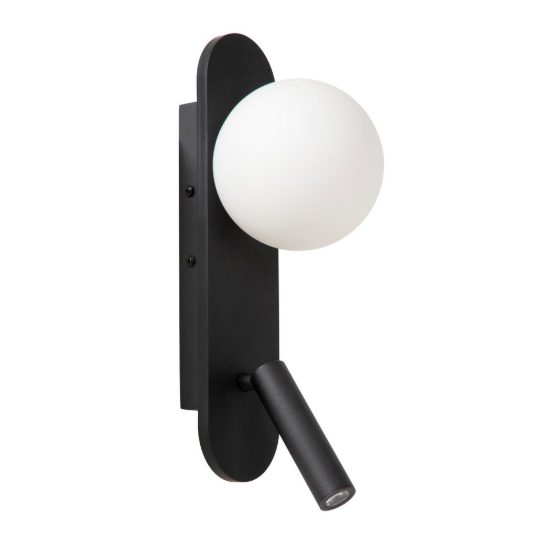 Applique per comodino camera da letto ovale moderna nero opalino led 8,5w 3000k