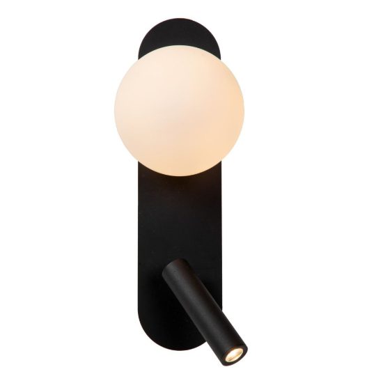 Applique per comodino camera da letto ovale moderna nero opalino led 8,5w 3000k