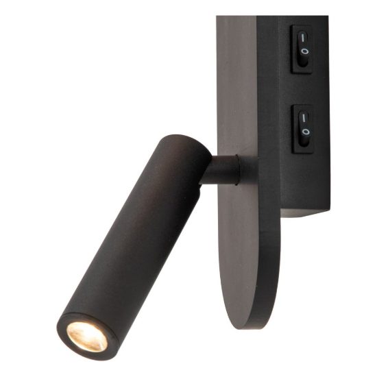 Applique per comodino camera da letto ovale moderna nero opalino led 8,5w 3000k