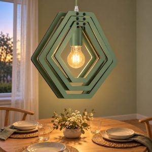 Lampadario a sospensione esagonale per cameretta moderno verde