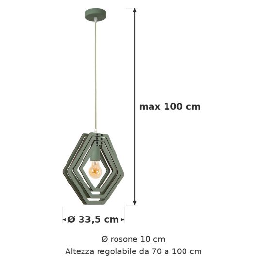 Lampadario a sospensione esagonale per cameretta moderno verde