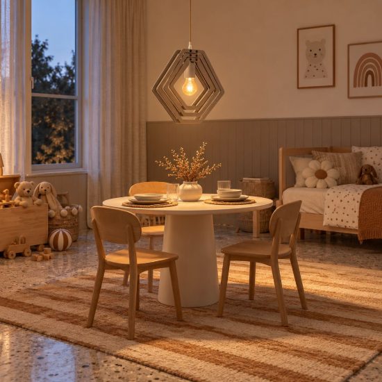 Lampadario a sospensione esagonale per cameretta moderno tortora