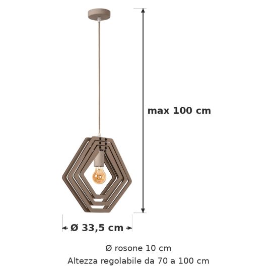 Lampadario a sospensione esagonale per cameretta moderno tortora
