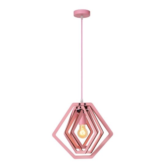 Lampadario a sospensione esagonale per cameretta moderno rosa