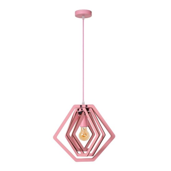 Lampadario a sospensione esagonale per cameretta moderno rosa