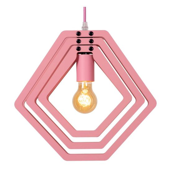 Lampadario a sospensione esagonale per cameretta moderno rosa