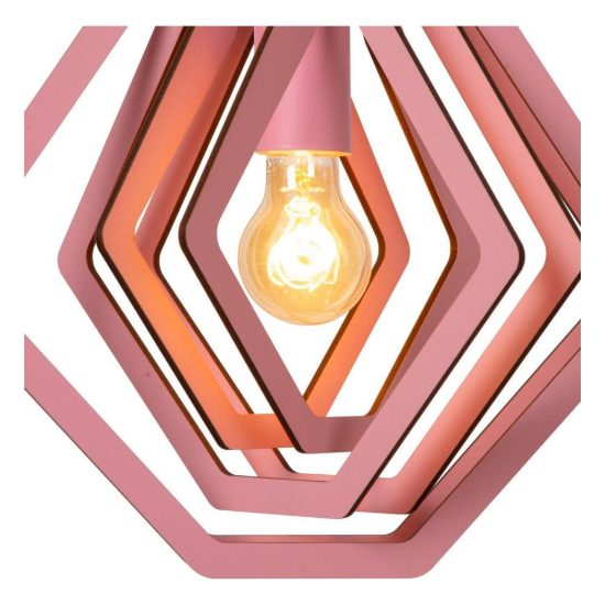 Lampadario a sospensione esagonale per cameretta moderno rosa