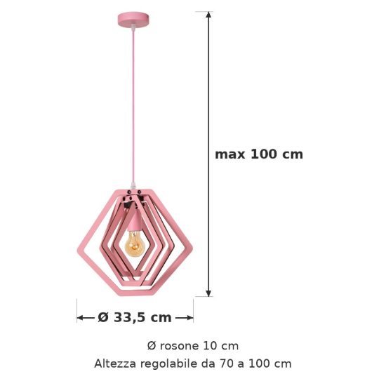 Lampadario a sospensione esagonale per cameretta moderno rosa