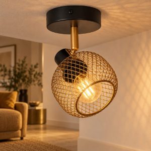 Faretto da soffitto a gabbia per sala da pranzo orientabile moderno oro nero