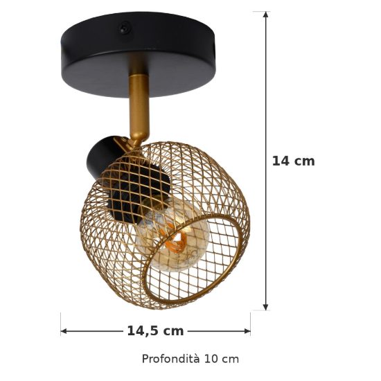 Faretto da soffitto a gabbia per sala da pranzo orientabile moderno oro nero