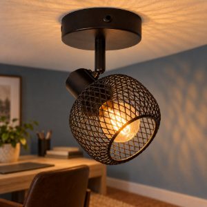 Faretto da soffitto a gabbia per soggiorno orientabile moderno nero