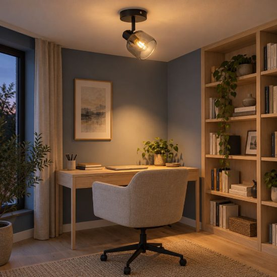 Faretto da soffitto con vetro a campana per soggiorno orientabile moderno nero fume