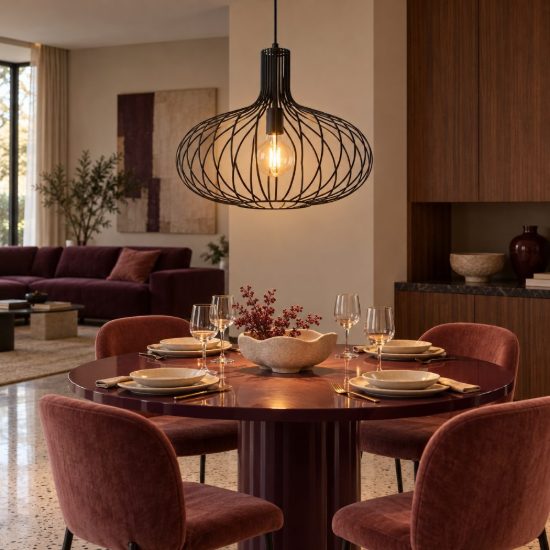 Lampadario a sospensione a goccia per soggiorno moderno nero